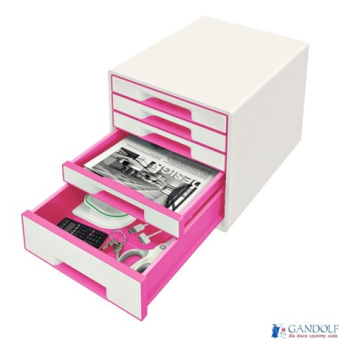 Pojemnik z 5 szufladami LEITZ WOW biało-różowy 52142023