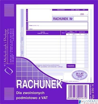 230-4 Rachunek MICHALCZYK&PROKOP 2/3 A5 80 kartek 230-4 Rachunek MICHALCZYK&PROKOP 2/3 A5 80 kartek