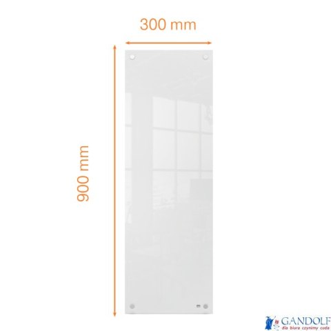 Mała podłużna szklana tablica suchościeralna Nobo Home 300x900mm, biała 1915604