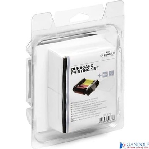 Taśma barwiąca kolorowa i 100 standardowych kart plastikowych DURACARD Printing set 891300 DURABLE