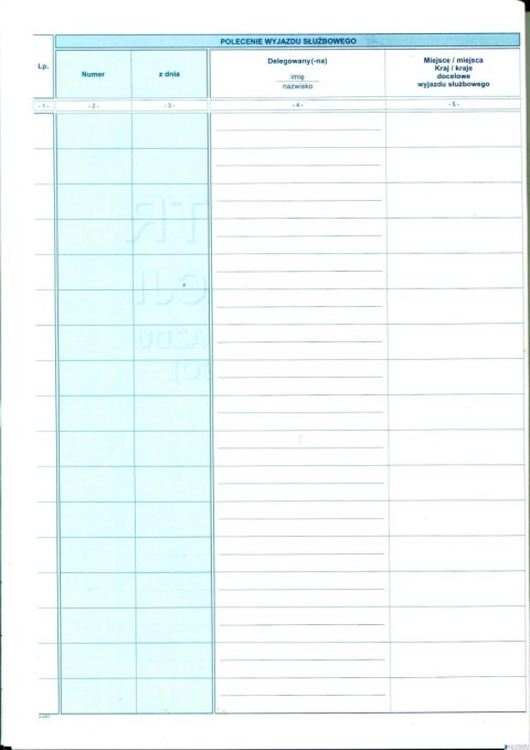 505-1R Rejestracja delegacji A4 (poleceń wyjazdu służbowego)