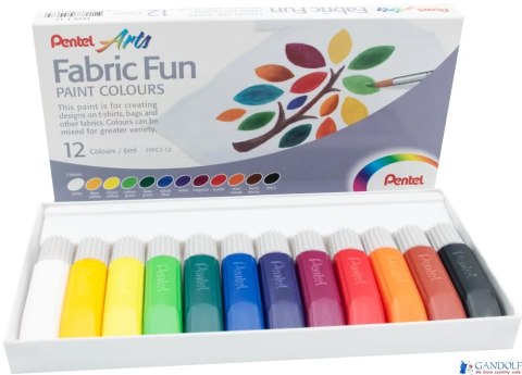 Farby do tkanin 12 kol FFPC1-12 Pentel + KOSZULKA