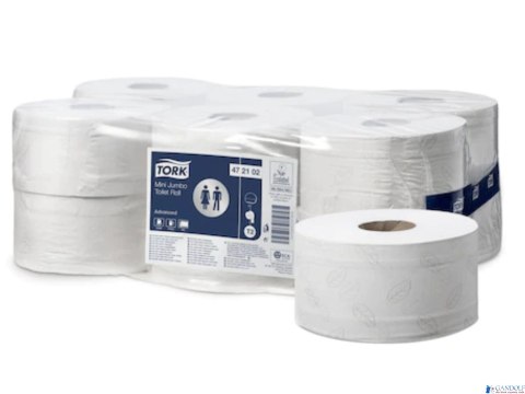 Papier toaletowy Tork PREMIUM mini jumbo, 2 warstwy, kolor biały, makulatura, 180m, (12) system T2 advanced 472102 Papier toaletowy Tork PREMIUM mini jumbo, 2 warstwy, kolor biały, makulatura, 180m, (12) system T2 advanced 472102