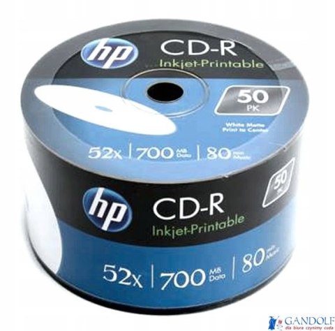Płyta HP CD-R 700MB 52X (50szt) SZPINDEL, bulk WHITE INKJET PRINTABLE do nadruku CRE00070WIP Płyta HP CD-R 700MB 52X (50szt) SZPINDEL, bulk WHITE INKJET PRINTABLE do nadruku CRE00070WIP