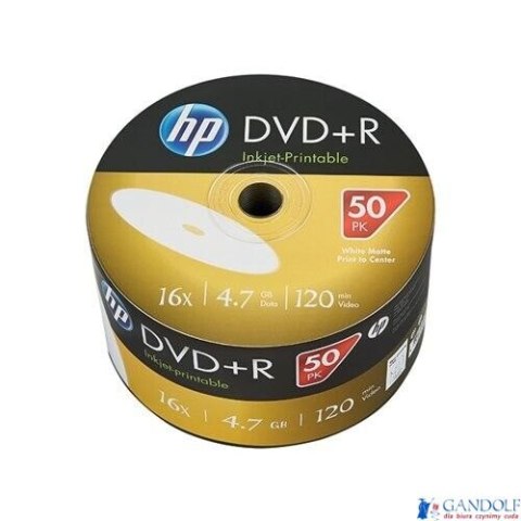 Płyta HP DVD+R 4.7GB 16x (50szt) SPINDEL, bulk WHITE INKJET PRINTABLE do nadruku DRE00070WIP Płyta HP DVD+R 4.7GB 16x (50szt) SPINDEL, bulk WHITE INKJET PRINTABLE do nadruku DRE00070WIP