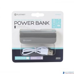 Powerbank, przenośna ładowarka Platinet LEATHER 2600mAh GREY + MICRO CABLE KABEL PMPB26LG