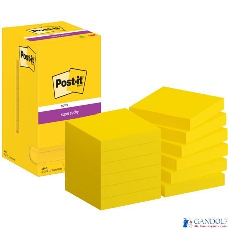 Bloczek samoprzylepny SUPER STICKY 654-S, 76X76MM, 12x90kartek, żółty POST-IT, 3M Bloczek samoprzylepny SUPER STICKY 654-S, 76X76MM, 12x90kartek, żółty POST-IT, 3M