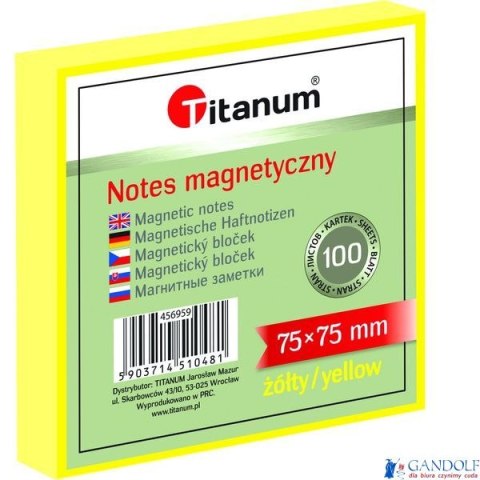 Notes elektrostatyczny 75x75mm 100k żółty 456959 TITANUM bloczek Notes elektrostatyczny 75x75mm 100k żółty 456959 TITANUM bloczek