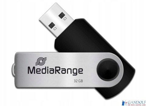 Pamięć Pendrive MediaRange 32GB USB 2.0, obracany, srebrno-czarny, MR911 Pamięć Pendrive MediaRange 32GB USB 2.0, obracany, srebrno-czarny, MR911