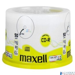 Płyta MAXELL CD-R 700MB 52x (50szt) PRINTABLE, white, do nadruku, cake 624006