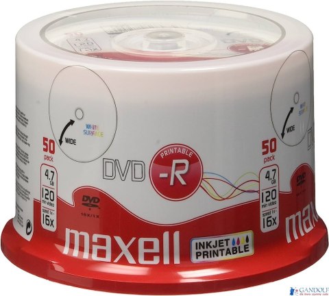 Płyta MAXELL DVD-R 4.7GB 16x, (50szt) PRINTABLE, white, do nadruku, cake 275701 Płyta MAXELL DVD-R 4.7GB 16x, (50szt) PRINTABLE, white, do nadruku, cake 275701