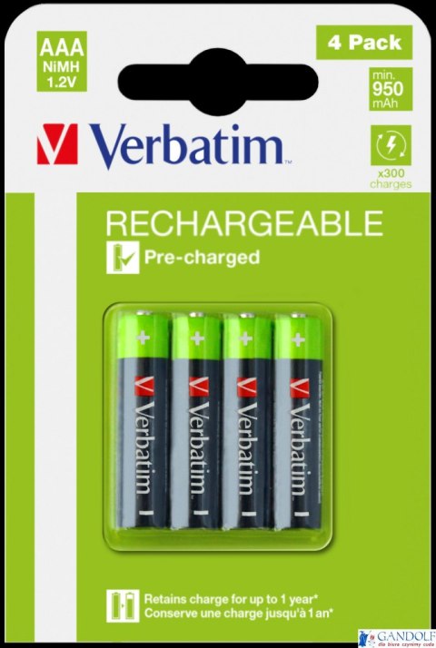 Akumulatory VERBATIM HR3 AAA 950 mAh BLISTER 4szt. 49514 Akumulatory VERBATIM HR3 AAA 950 mAh BLISTER 4szt. 49514