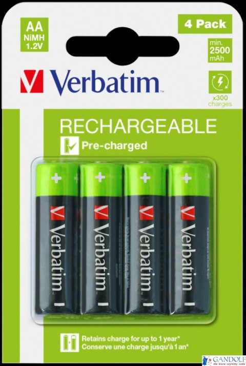 Akumulatory VERBATIM HR6 AA 2500 mAh BLISTER 4szt. 49517 Akumulatory VERBATIM HR6 AA 2500 mAh BLISTER 4szt. 49517