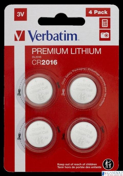 Baterie VERBATIM LITHIUM CR2016 3V BLISTER 4szt. 49531