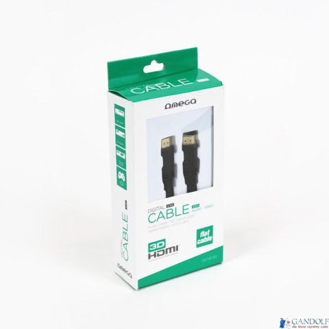 Kabel HDMI OMEGA 3m v.1.4 FLAT 4K RESOLUTION SUPPORTED czarny OCHF34 Kabel HDMI OMEGA 3m v.1.4 FLAT 4K RESOLUTION SUPPORTED czarny OCHF34