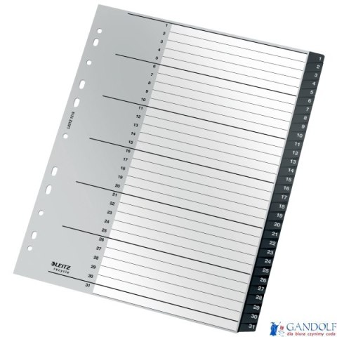 Przekładki Recycle 1 - 31, A4, PP, czarne Leitz, 12180000