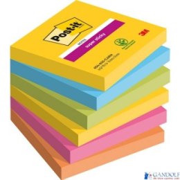 Bloczek samoprzylepny POST-IT Super Sticky,, 76x76mm, 6x90 kart., CARNIVAL