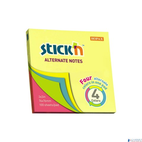Notes samoprzylepny 4-kolorowy, neon, 76x76 mm 21822 StickN Notes samoprzylepny 4-kolorowy, neon, 76x76 mm 21822 StickN