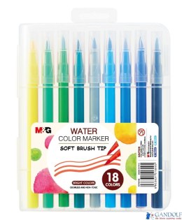 Pisak artystyczny pędzelkowy 1-4 mm, wodny, zestaw 18 kolorów, MG MG ACP92168
