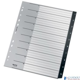 Przekładki Recycle 1 - 10, A4, PP, czarne Leitz, 12080000