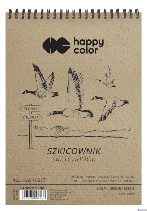 Szkicownik na spirali PTAKI A5, biały, 80 ark, 90g, Happy Color HA 3809 1520-P80 Szkicownik na spirali PTAKI A5, biały, 80 ark, 90g, Happy Color HA 3809 1520-P80