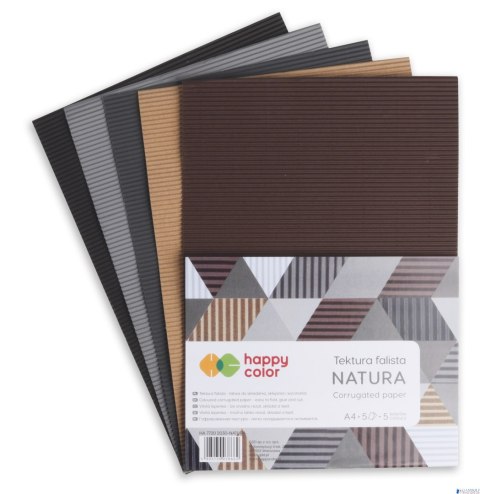 Tektura falista NATURA, A4, 5 ark, 5 kolorów, Happy Color HA 7720 2030-NATURA Tektura falista NATURA, A4, 5 ark, 5 kolorów, Happy Color HA 7720 2030-NATURA