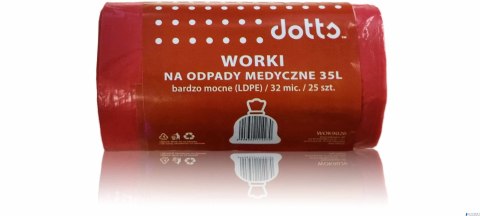 Worki na odpady MEDYCZNE 35l 25szt., DOTTS, bardzo mocne (LDPE), 32mic czerwone Worki na odpady MEDYCZNE 35l 25szt., DOTTS, bardzo mocne (LDPE), 32mic czerwone