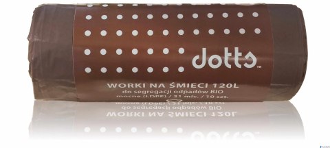Worki na śmieci 120l 10szt., DOTTS, do segregacji odpadów BIO, NADRUK, mocne (LDPE), 31mic., brązowe Worki na śmieci 120l 10szt., DOTTS, do segregacji odpadów BIO, NADRUK, mocne (LDPE), 31mic., brązowe