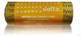 Worki na śmieci 120l 10szt., DOTTS, do segregacji plastiku, NADRUK, mocne (LDPE), 31mic., żółte