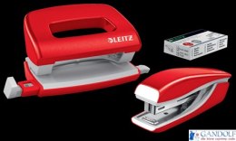 Zszywacz + dziurkacz metalowy Leitz Mini WOW, czerwony, 10 lat gwarancji, 10 kartek 55612026