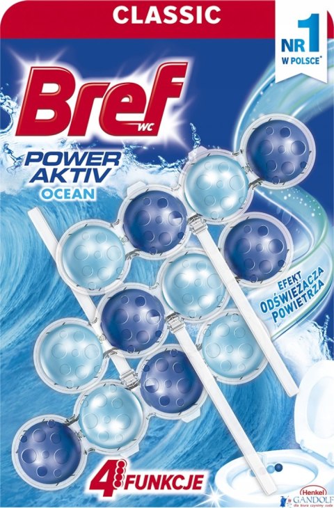 BREF Zawieszka WC POWER AKTIV 3x50g Ocean 53401 BREF Zawieszka WC POWER AKTIV 3x50g Ocean 53401