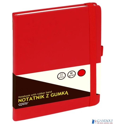 Notatnik GRAND z gumką A5/80 kartek, 80g/kratka, okładka czerwona, 150-1382 Notatnik GRAND z gumką A5/80 kartek, 80g/kratka, okładka czerwona, 150-1382