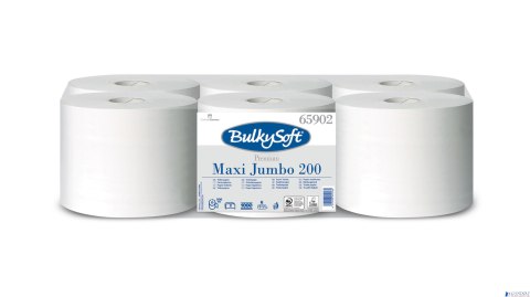 Papier toaletowy w roli centralnego dozowania (6rolek), 2 warstwy, biały, celuloza, 200m., MAXI JUMBO, 65902, BULKYSOFT Papier toaletowy w roli centralnego dozowania (6rolek), 2 warstwy, biały, celuloza, 200m., MAXI JUMBO, 65902, BULKYSOFT