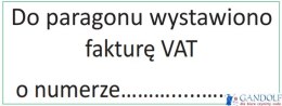 Pieczątka Do paragonu wystawiono fakturę VAT o numerze.... IMPRINT 8912 TRODAT