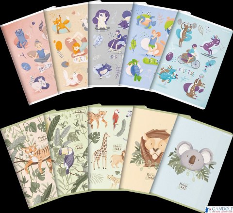 Zeszyt_TOP 2000 FREE&WILD A5 16k 70g mix linia podwójna kolorowa 400157886 SALE