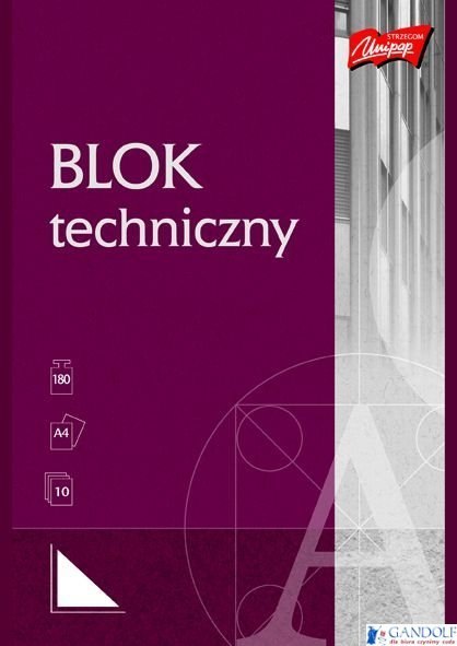Blok techniczny, biały, format A4, 10 kartek, UNIPAP