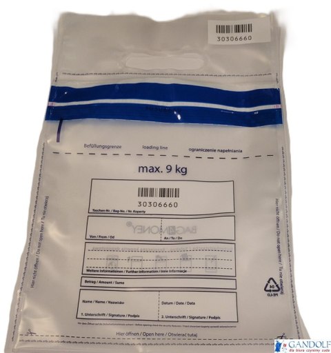 Koperta bezpieczna/bankowa na bilon max 9kg (50szt.) zew.245*290mm transparent 55838097