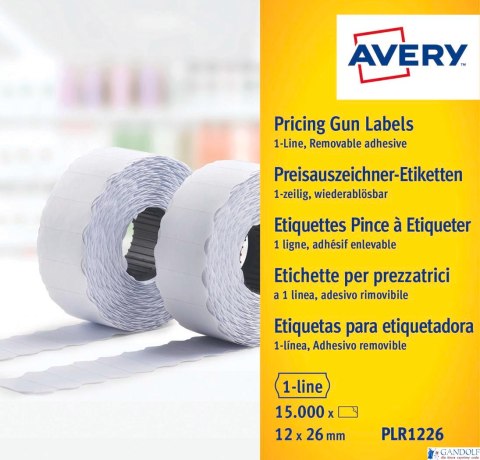 Usuwalne etykiety cenowe w rolce PLR1226 12x26 do metkownicy jednorzędowej Avery Zweckform, 1500 etyk./rolka, 10 rolek/op., biał Usuwalne etykiety cenowe w rolce PLR1226 12x26 do metkownicy jednorzędowej Avery Zweckform, 1500 etyk./rolka, 10 rolek/op., biał