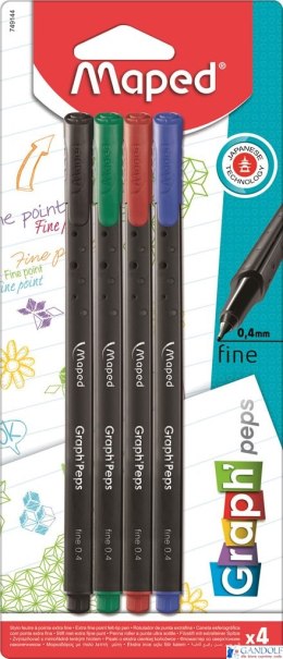 Cienkopis GRAPH PEPS kolory basic 4 szt Maped 749144