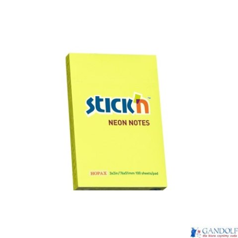 Bloczek STICKN 76x51mm żółty neon 100k 21132 Bloczek STICKN 76x51mm żółty neon 100k 21132