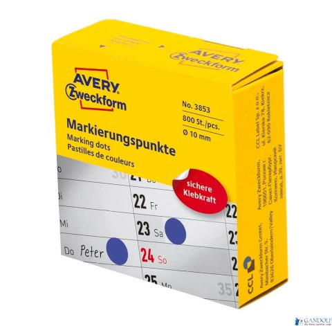 Kółka do zaznaczania niebieskie 3853 Q10 w rolce Avery Zweckform Kółka do zaznaczania niebieskie 3853 Q10 w rolce Avery Zweckform