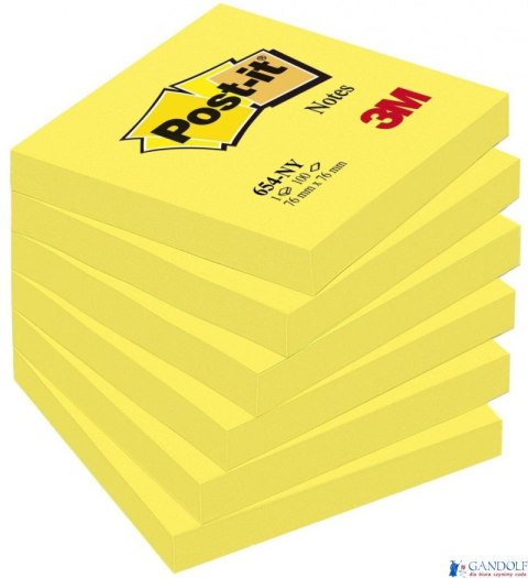 Bloczek samoprzylepny POST-IT_ (654NY), 76x76mm, 1x100 kart., jaskrawy żółty Bloczek samoprzylepny POST-IT_ (654NY), 76x76mm, 1x100 kart., jaskrawy żółty