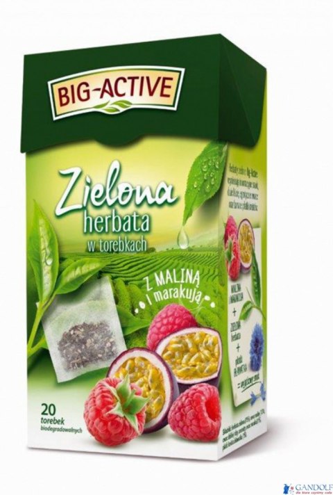 Herbata BIG-ACTIVE MALINA-MARAKUJA zielona 20 kopert/30g Herbata BIG-ACTIVE MALINA-MARAKUJA zielona 20 kopert/30g