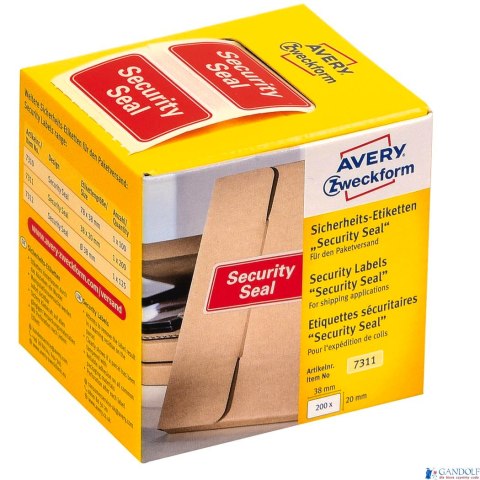 Plomby zabezpieczające na przesyłki 7311 38x20 w rolce, Avery Zweckform, czerwone Plomby zabezpieczające na przesyłki 7311 38x20 w rolce, Avery Zweckform, czerwone