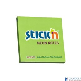 Bloczek STICKN 76x76mm zielony neonowy 100k 21167 STICKN