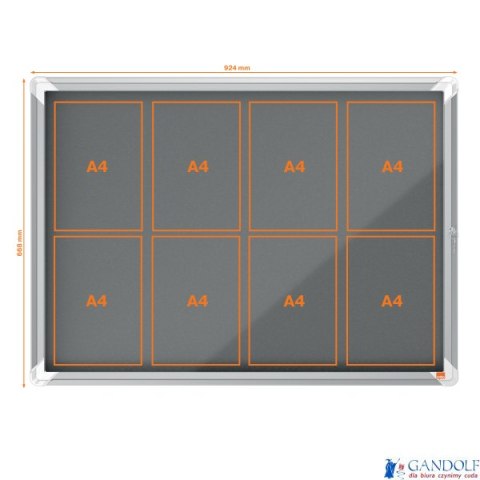 Gablota filcowa wewnętrzna Nobo Premium Plus 8xA4, szara 1915329