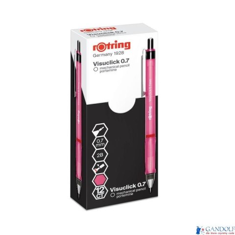 Ołówek automatyczny 2B, 0,7mm różowy VISUCLICK ROTRING, 2089094 Ołówek automatyczny 2B, 0,7mm różowy VISUCLICK ROTRING, 2089094