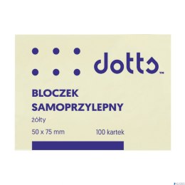 Bloczek samoprzylepny DOTTS 50x75 żółty 100 kartek (NS50/75/D)