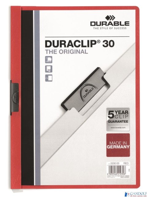 Skoroszyt DURABLE DURACLIP Original 30 czerwony 2200-03