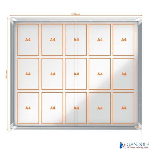 Gablota magnetyczna zewnętrzna Nobo Premium Plus 15xA4 (drzwiczki przesówne) 1902609